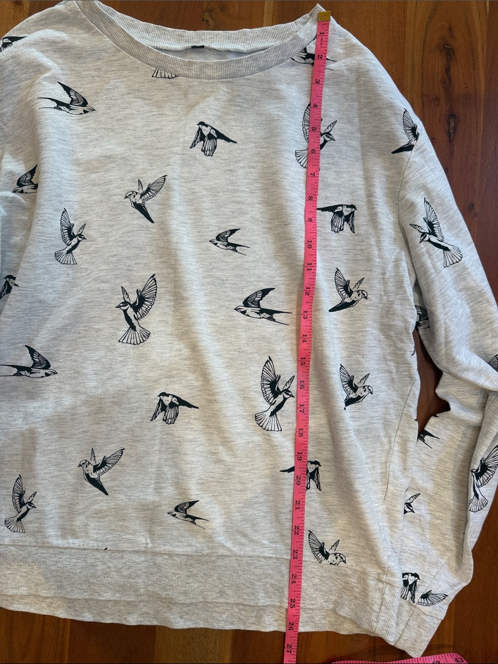 Light Gray Bird-Print Crewneck Sweatshirt - Picture 6 of 9